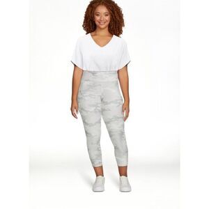 Avia Works  Active High Waist Leggings Crop Length gray white Camo  sizes M,,XL